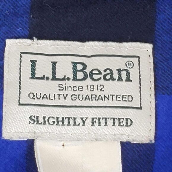 LL Bean Shirt Mens Blue Plaid Flannel LS Button Down Size Large Tall LT - Picture 6 of 9